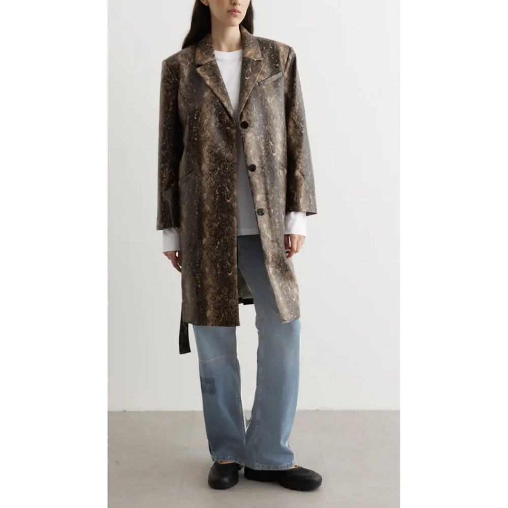 Ganni Snake Print Trench Coat